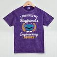 I Survived My Boyfriend's Engineering Degree Graduation Mineral Wash Tshirts Mineral Purple