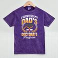 i Survived My Dads Doctorate Program Graduation Mineral Wash Tshirts Mineral Purple