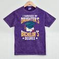 i Survived My Daughters Bachelor's Degree Graduation Gifts Mineral Wash Tshirts Mineral Purple