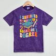 i Survived My Daughter's Bachelors Degree Groovy Graduation Mineral Wash Tshirts Mineral Purple