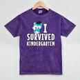 I Survived Kindergarten Graduation Kids Owl Grad Mineral Wash Tshirts Mineral Purple