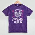 I Survived Nursing School Class Of 2018 Graduation T-Shirt Mineral Wash Tshirts Mineral Purple