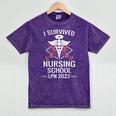 I Survived Nursing School LPN Class Of 2023 Nurse Graduation Mineral Wash Tshirts Mineral Purple