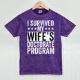 i Survived My Wife Doctorate Program PHD Wife Graduation Mineral Wash Tshirts Mineral Purple