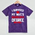 I Survived My Wife's Bachelor's Degree Graduation Mineral Wash Tshirts Mineral Purple