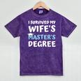 i Survived My Wifes Masters Degree MBA College Graduation Mineral Wash Tshirts Mineral Purple