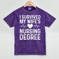 I Survived My Wife's Nursing Degree School Graduation Mineral Wash Tshirts Mineral Purple