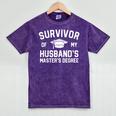 Survivor Of My Husbands Masters Degree Graduation Wife Mineral Wash Tshirts Mineral Purple