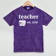 Teacher Est 2018 Vintage Graduation Mineral Wash Tshirts Mineral Purple