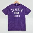 Teacher Established 2018 Shirt For Teacher Graduation Men Women Mineral Wash Tshirts Mineral Purple