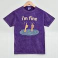 Two Thumbs Up I'm Fine Sarcastic Meme Introvert Humor Mineral Wash Tshirts Mineral Purple