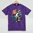 Unicorn Reading Book Reader Introvert Book Lover Humor Mineral Wash Tshirts Mineral Purple