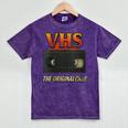 VHS Tape Nostalgia Old School Technology Humor Mineral Wash Tshirts Mineral Purple