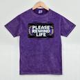 VHS Tape Rewind Glitch 90s Retro Nostalgia Please Rewind Mineral Wash Tshirts Mineral Purple