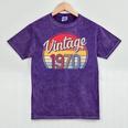 Vintage 1970 Retro Style 70's Born Nostalgia Vibe Birthday Premium Tri-Blend Mineral Wash Tshirts Mineral Purple