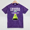 I Wanna Go Home Introvert UFO UAP Flying Saucer Trippy Alien Raglan Baseball Tee Mineral Wash Tshirts Mineral Purple