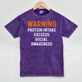 Warning Protein Intake Exceeds Social Awareness Introvert Mineral Wash Tshirts Mineral Purple Warning Protein Intake Exceeds Social Awareness Introvert Mineral Wash Tshirts Mineral Purple