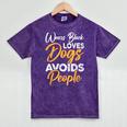 Wears Loves Dogs Avoids People I Introvert Mineral Wash Tshirts Mineral Purple