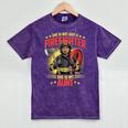 Woman Firefighter Aunt TiTi Auntie Black Graduation Mineral Wash Tshirts Mineral Purple