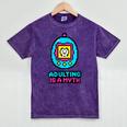 Women's Adulting Is A Myth Retro Pixel Pet Nostalgia Millennials Mineral Wash Tshirts Mineral Purple