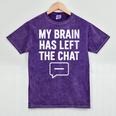Women's My Brain Has Left The Chat Introvert Quote Mineral Wash Tshirts Mineral Purple
