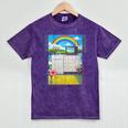 Women's Frutiger Aero Aesthetic Rainbow Glitch Art Mineral Wash Tshirts Mineral Purple