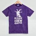 Women's Please Chew Quieter Introvert Quietness Silence Lover Mineral Wash Tshirts Mineral Purple