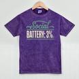Women's Social Battery 3 Introvert Sarcasm Mineral Wash Tshirts Mineral Purple
