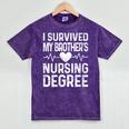 Women's I Survived My Brother's Nursing Degree School Graduation Mineral Wash Tshirts Mineral Purple