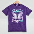 Y2K Butterfly Floppy Disk Art Digital Nostalgia Mineral Wash Tshirts Mineral Purple