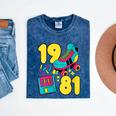 1981 Retro Raised In The 80s Old School Nostalgia Vibes Mineral Wash Tshirts Mineral Navy