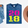 2018 Big Neon Numbers For The New Year Or Graduation Mineral Wash Tshirts Mineral Navy