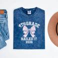 4th Grade Bow 2026 Fourth Grade Graduation Mineral Wash Tshirts Mineral Navy