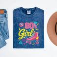 80's Girl Roller Skates Skating Eighties 1980s Nostalgia Mineral Wash Tshirts Mineral Navy