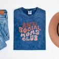 Anti Social Moms Club On Back Retro Introvert Unsociable Mineral Wash Tshirts Mineral Navy