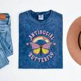 Antisocial Butterfly Tees For Introvert Men Women Girls Mineral Wash Tshirts Mineral Navy