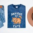 Anxious But Cute Anxiety Meme Cat Lover Introvert For Men Women Mineral Wash Tshirts Mineral Navy