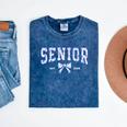 Blue Bow Coquette Floral Senior 2026 Graduation Class Mineral Wash Tshirts Mineral Navy