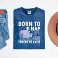 Born To Nap Forced To Exist Lazy Skeleton Couch Introverts Mineral Wash Tshirts Mineral Navy