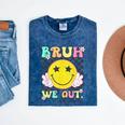 Bruh We Out 5th Graders Fifth Grade Graduation Class 2025 Mineral Wash Tshirts Mineral Navy