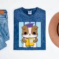 Bulldog Anime Pup Graduation Mineral Wash Tshirts Mineral Navy