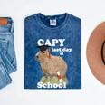 Capy Last Day Of School Capybara Graduation Quote Mineral Wash Tshirts Mineral Navy