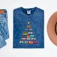 Cassette Tape Christmas Tree Graphic 80s 90s Retro Nostalgia Mineral Wash Tshirts Mineral Navy