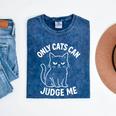 Only Cats Can Judge Me Sarcastic Cat Lover Introverts Mineral Wash Tshirts Mineral Navy