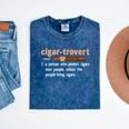 Cigar-Trovert Cigar Smoking Humor Definition Introvert Mineral Wash Tshirts Mineral Navy
