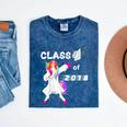 Class Of 2018 Graduation Him Her Unicorn Dabbing Shirt Mineral Wash Tshirts Mineral Navy