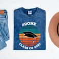 Class Of 2021 Done Senior Graduation Retro Sunset Mineral Wash Tshirts Mineral Navy