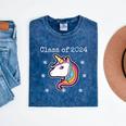 Class Of 2024 Graduation Year Unicorn Tee Shirt Mineral Wash Tshirts Mineral Navy