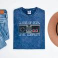 Class Of 2024 Level Complete Video Gamer Senior Graduation Mineral Wash Tshirts Mineral Navy