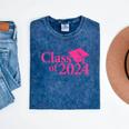 Class Of 2024 Pink For Girls And Women Graduation Mineral Wash Tshirts Mineral Navy